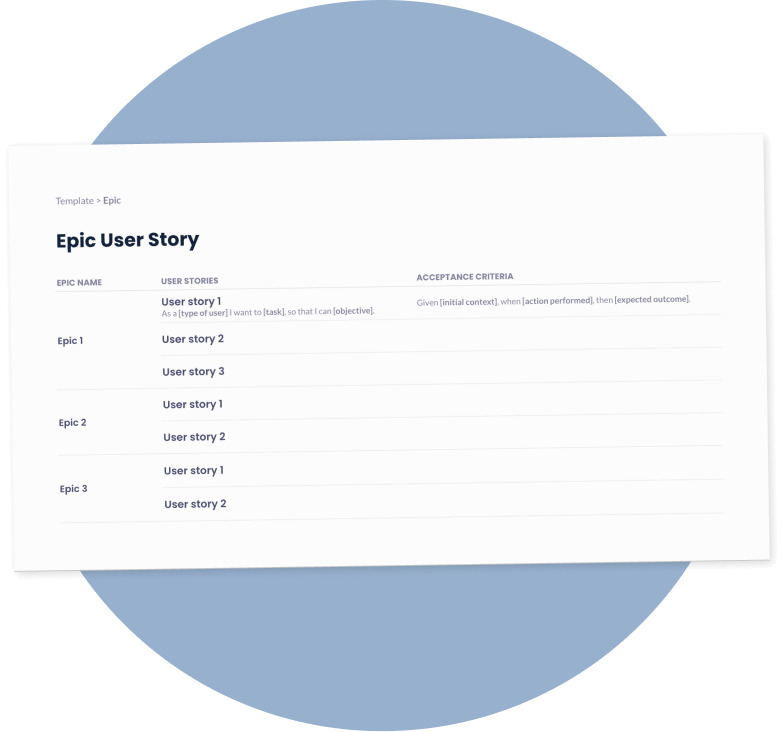 User Story Template - Epic Template