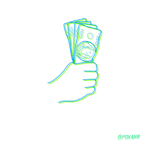 gif of a hand with bills