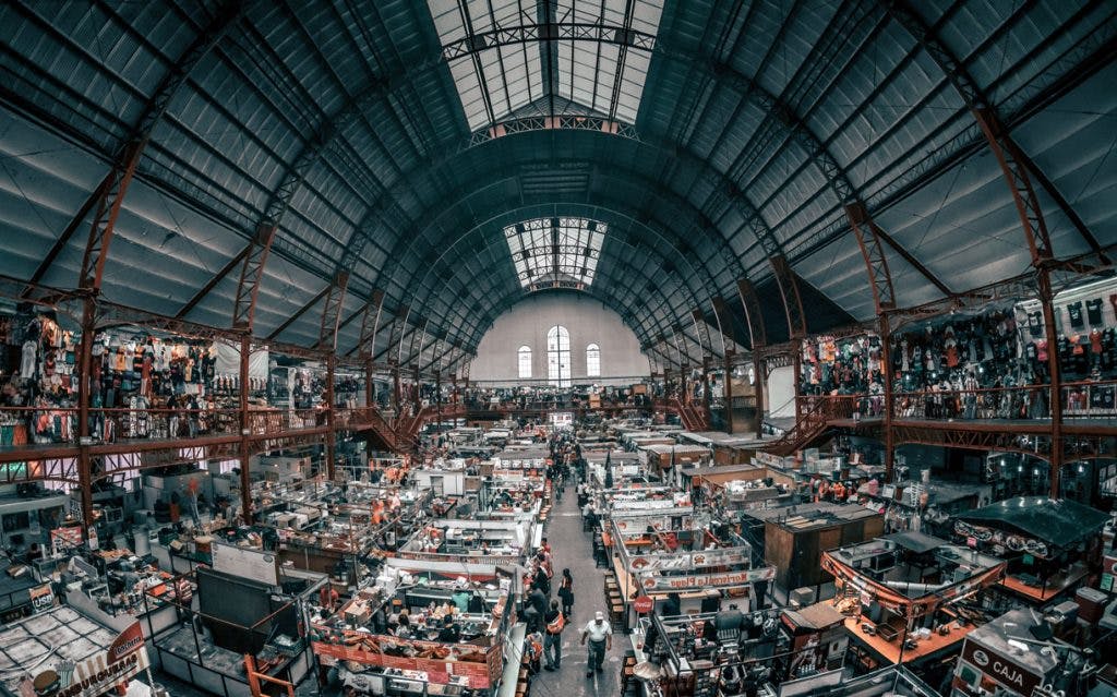 panoramic photo of a covered market