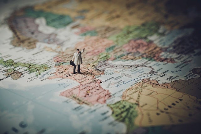 Businessman on map