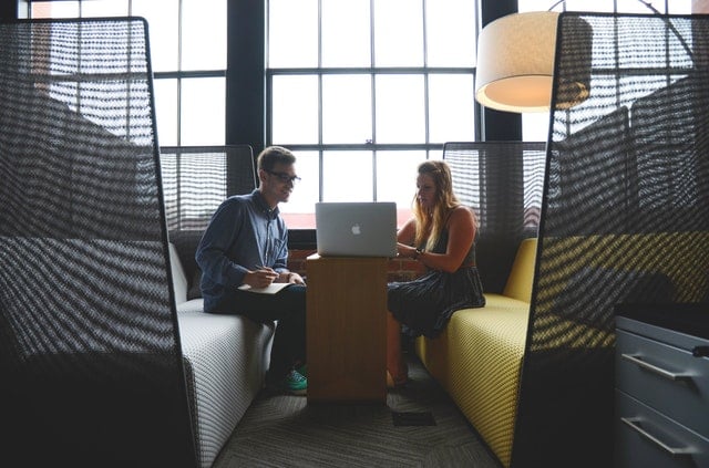 Man and woman in an interview