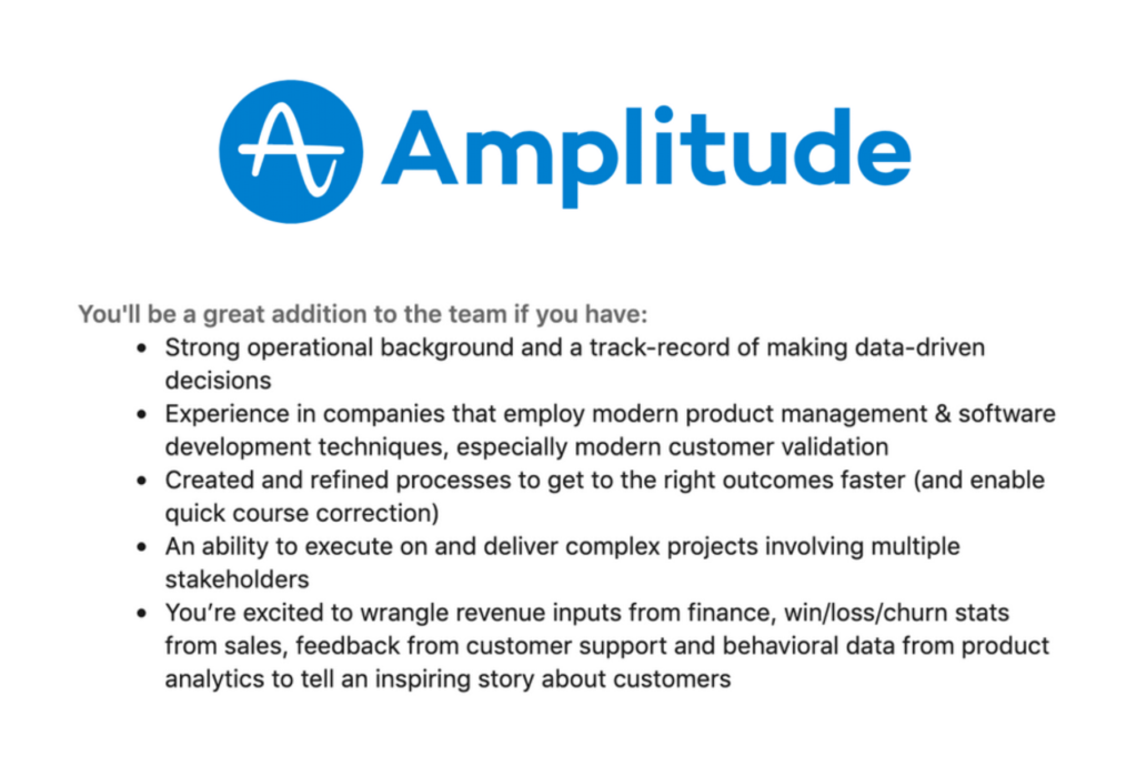 Amplitude product ops requirements