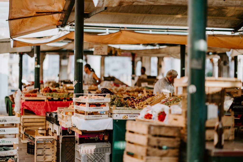 open-air market with different stalls