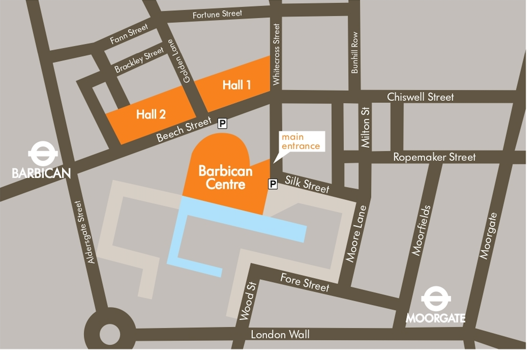 map of streets around Barbican Centre