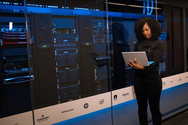 woman working with big data