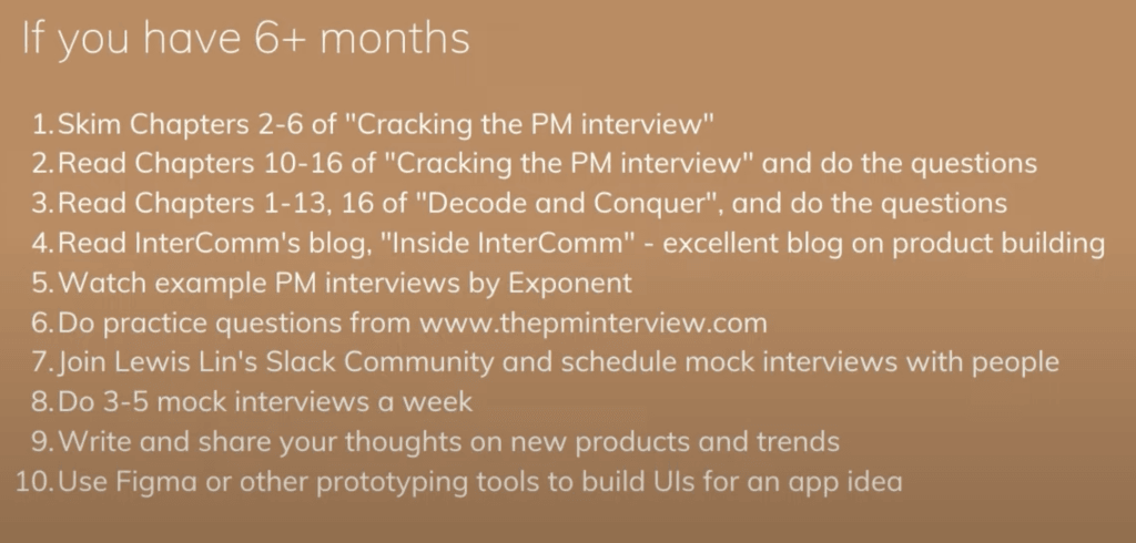 6 month to-do list for landing a PM job