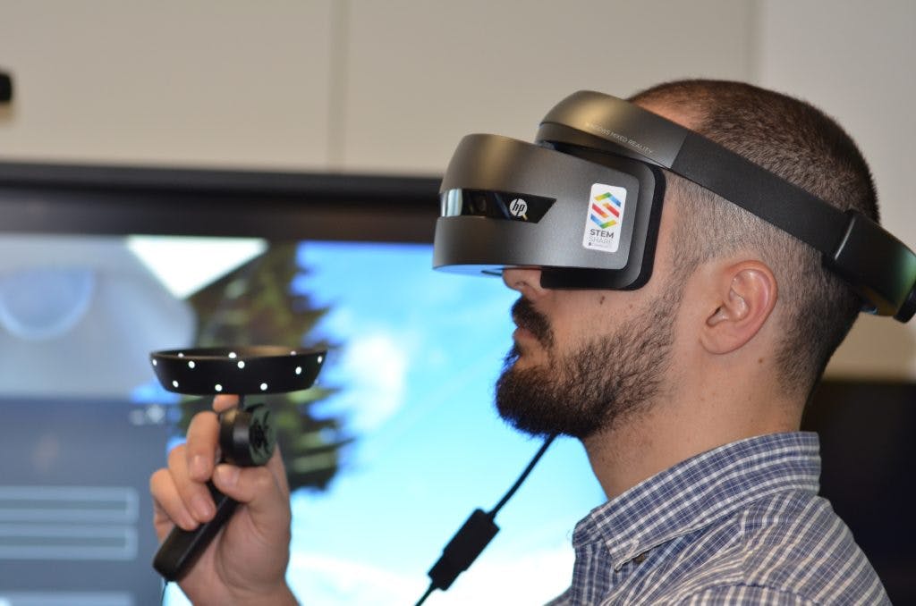 men using virtual reality glasses 