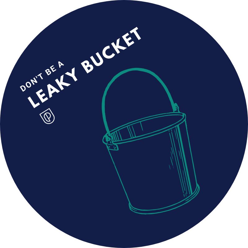 Leaky bucket graphic