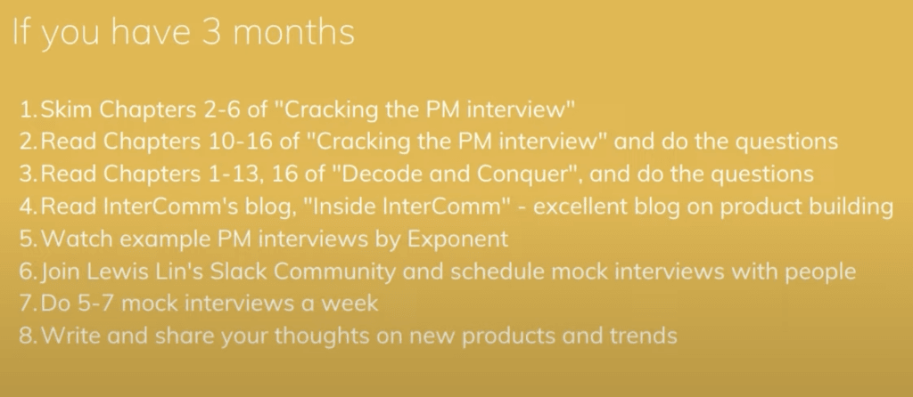 3 month to-do list for landing a PM job